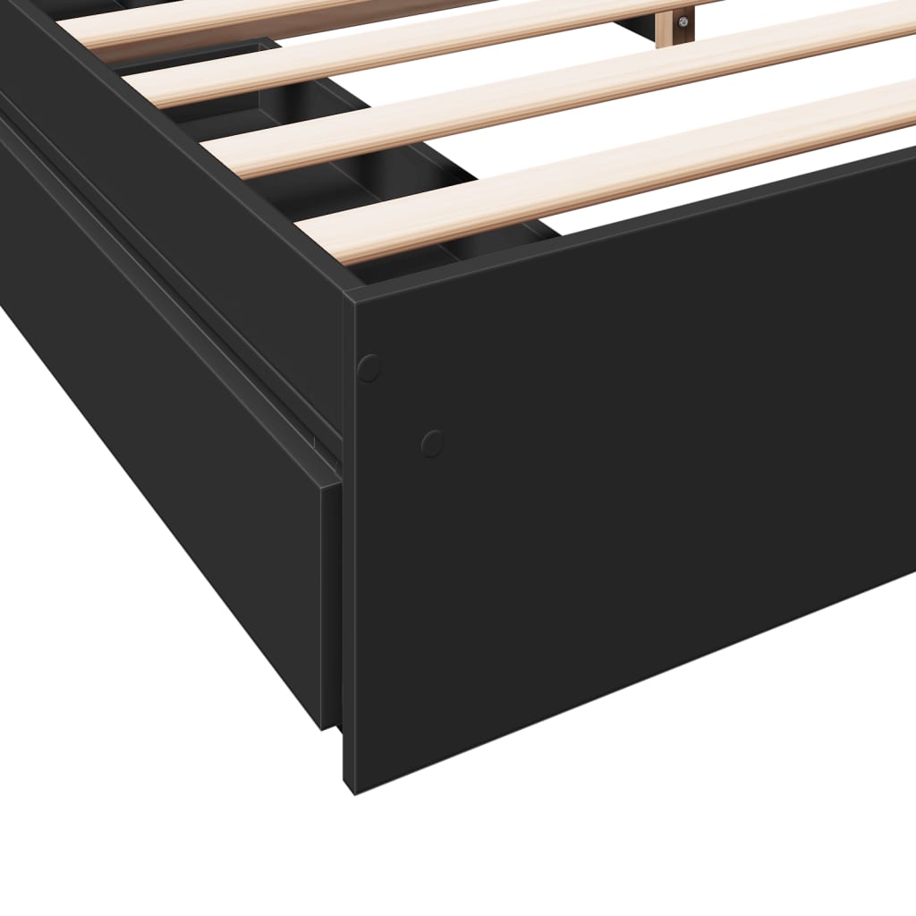 Bed Frame with Drawers without Mattress Black 200x200 cm