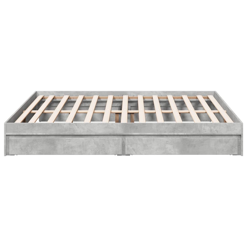 Bed Frame with Drawers without Mattress Concrete Grey 200x200 cm