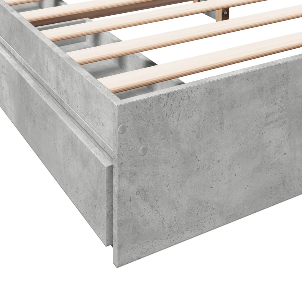 Bed Frame with Drawers without Mattress Concrete Grey 200x200 cm