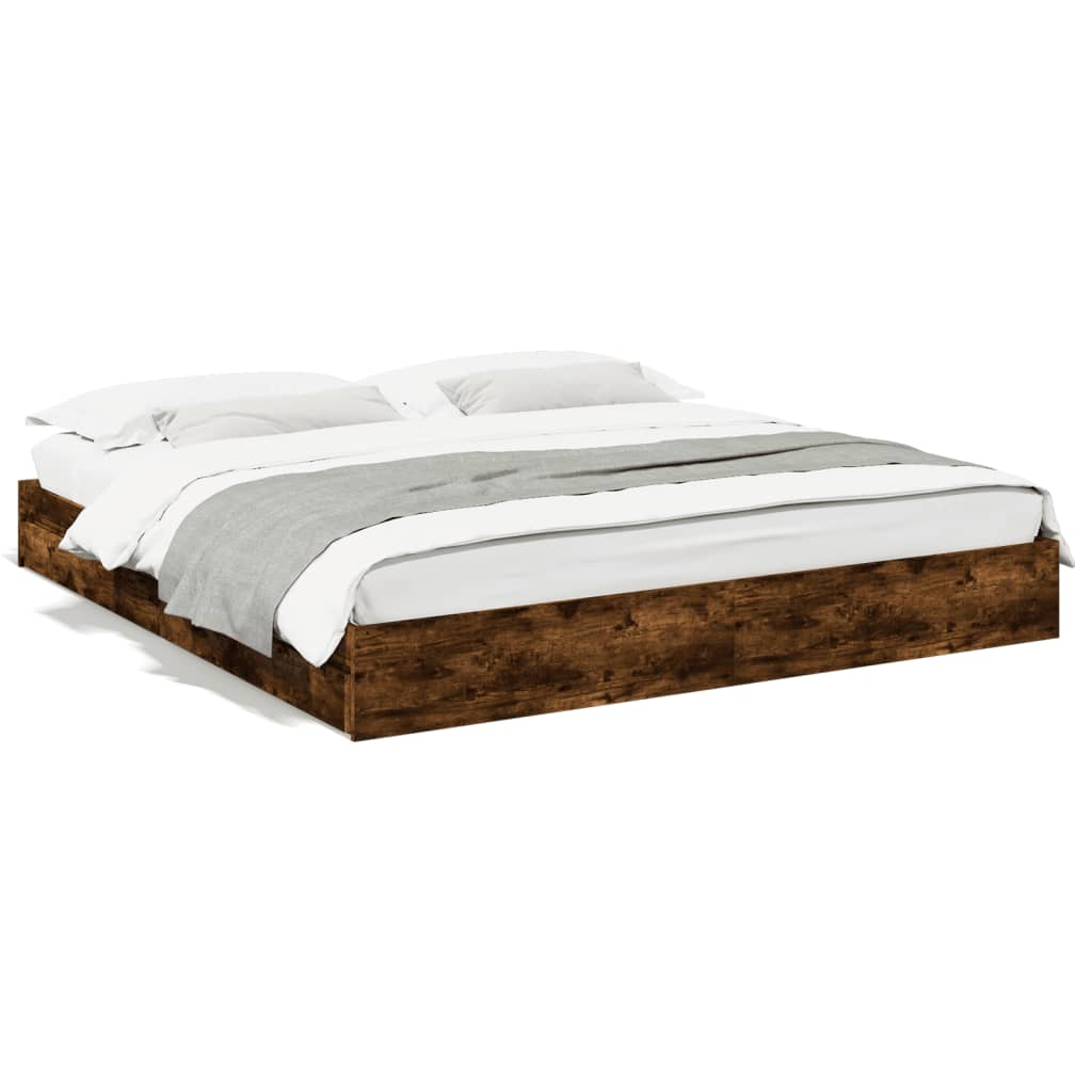 Bed Frame with Drawers without Mattress Smoked Oak 200x200 cm