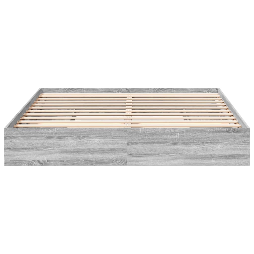 Bed Frame with Drawers without Mattress Grey Sonoma 180x200 cm Super King