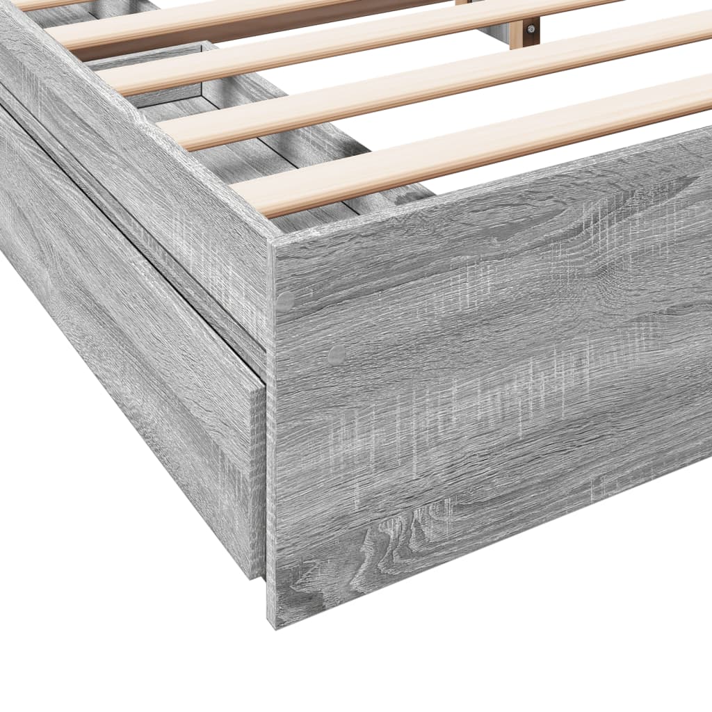 Bed Frame with Drawers without Mattress Grey Sonoma 180x200 cm Super King