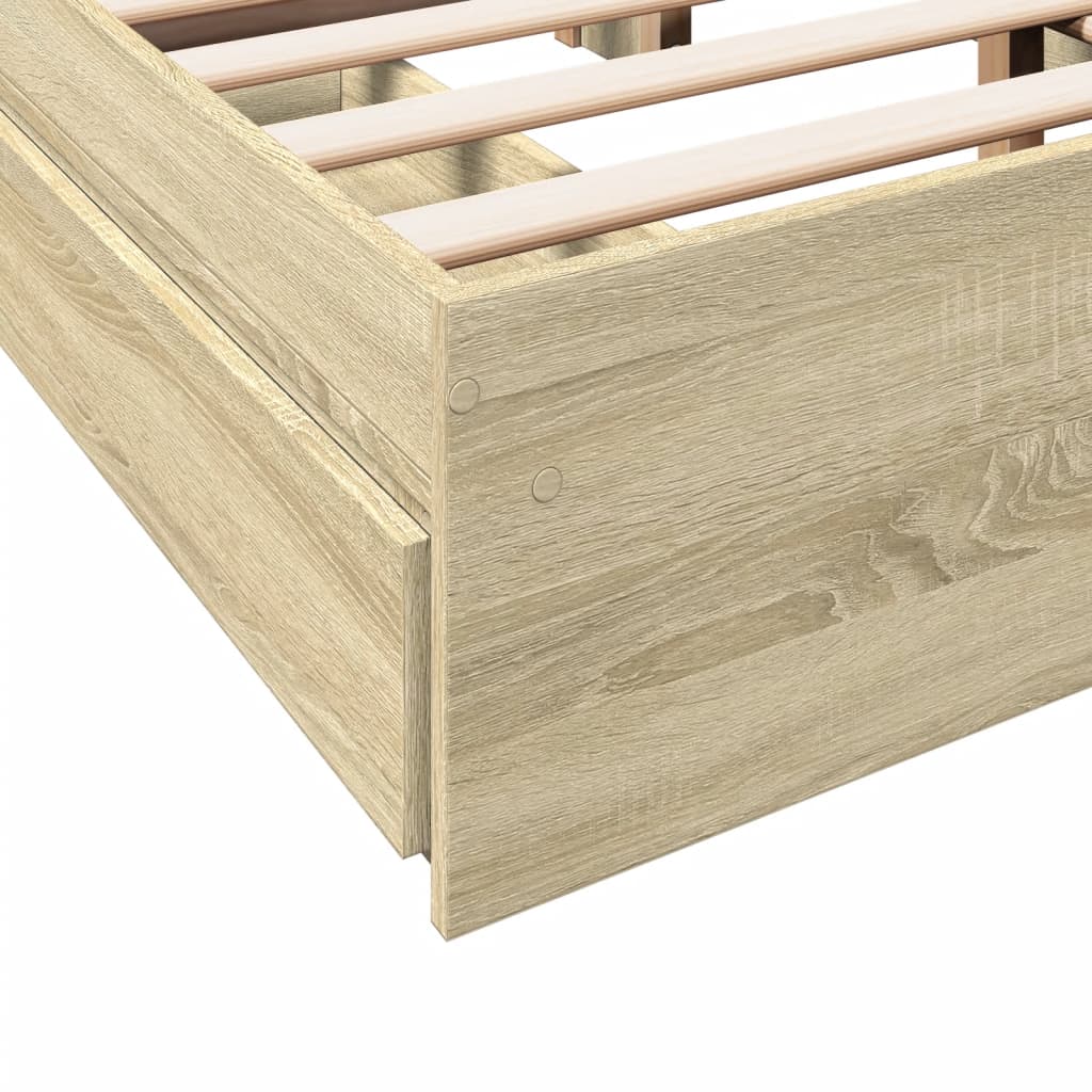 Bed Frame with Drawers without Mattress Sonoma Oak 140x200 cm