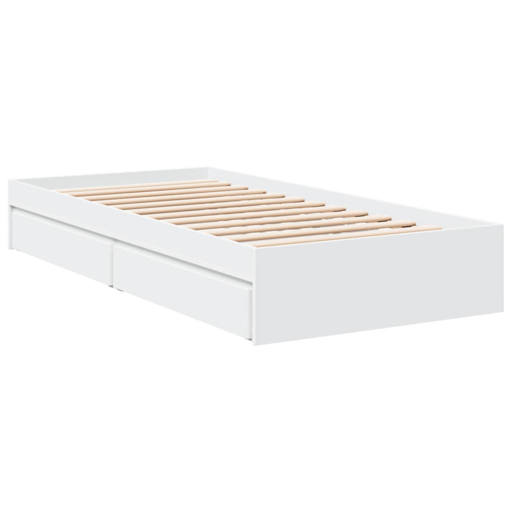 Bed Frame with Drawers without Mattress White 100x200 cm