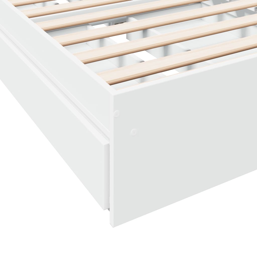 Bed Frame with Drawers without Mattress White 100x200 cm