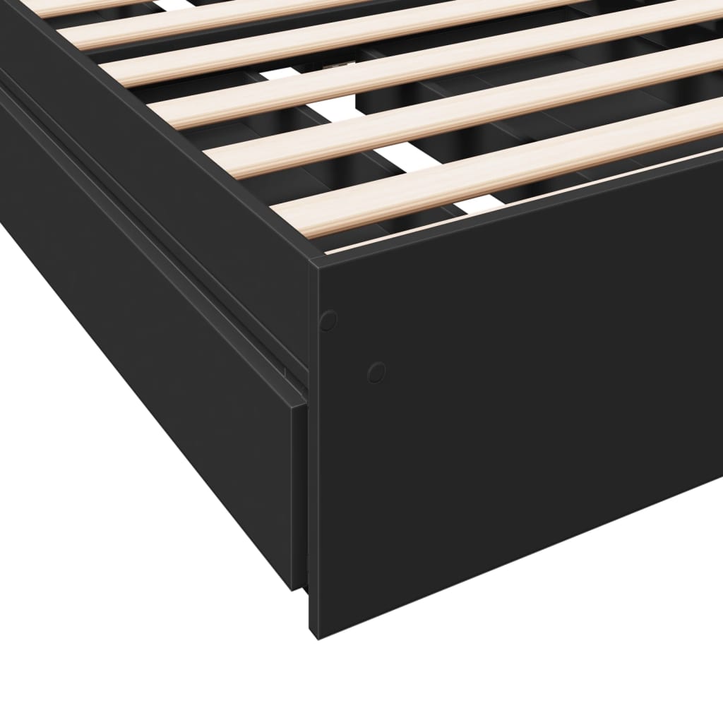 Bed Frame with Drawers without Mattress Black 100x200 cm