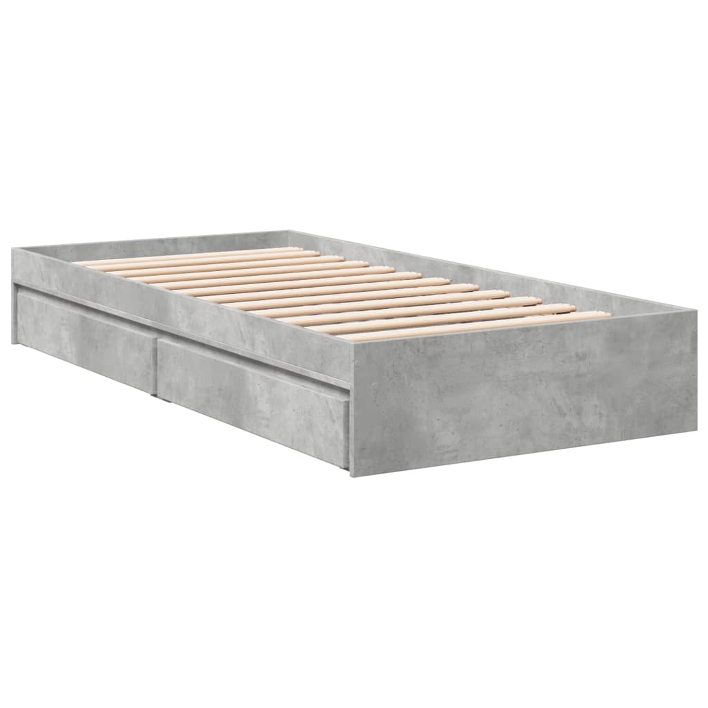Bed Frame with Drawers without Mattress Concrete Grey 100x200 cm