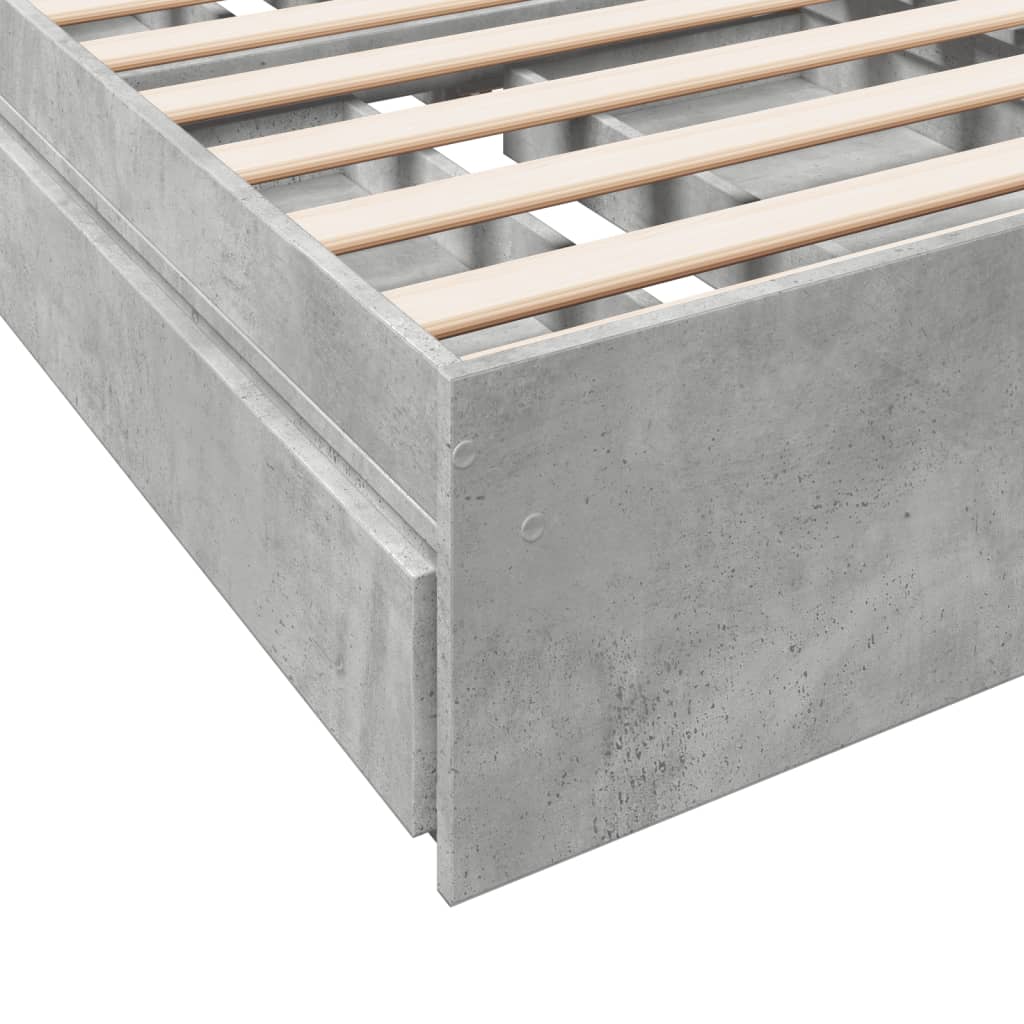 Bed Frame with Drawers without Mattress Concrete Grey 100x200 cm