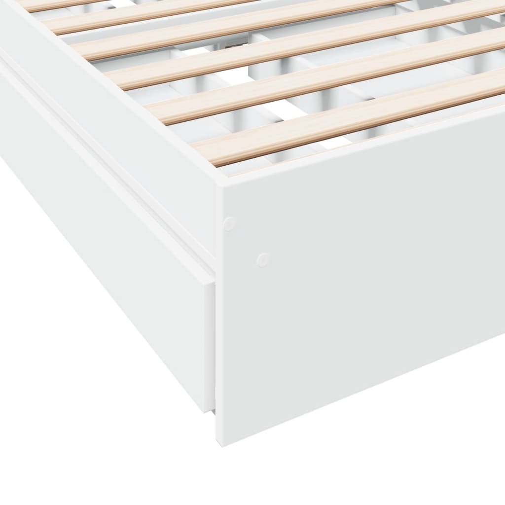 Bed Frame with Drawers without Mattress White 90x200 cm