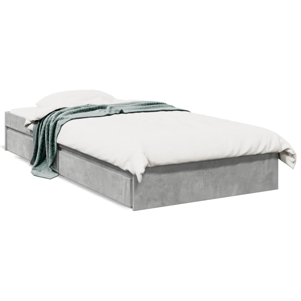 Bed Frame with Drawers without Mattress Concrete Grey 90x200 cm