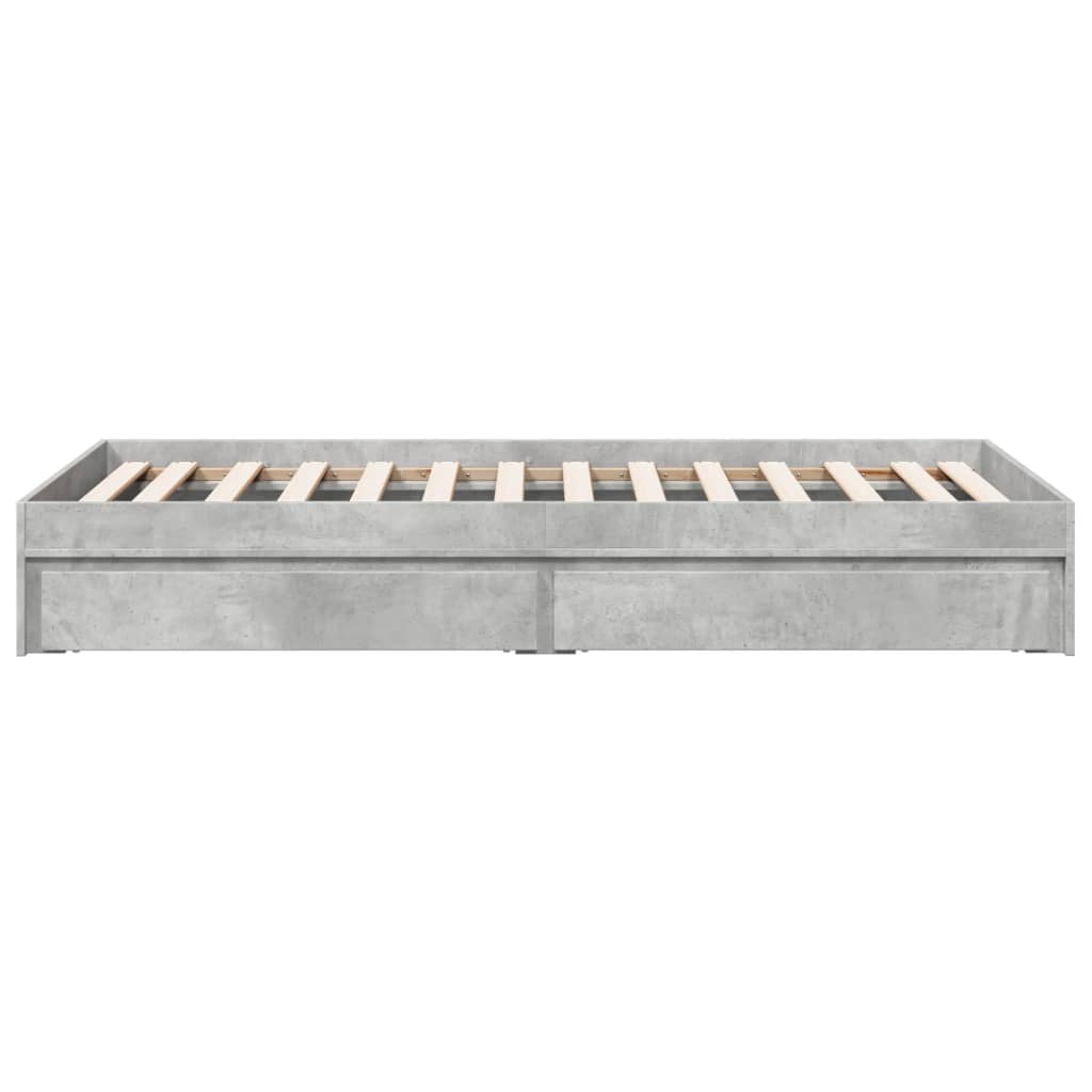 Bed Frame with Drawers without Mattress Concrete Grey 90x200 cm
