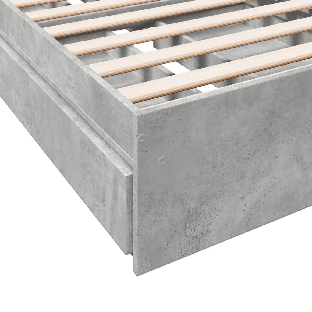 Bed Frame with Drawers without Mattress Concrete Grey 90x200 cm