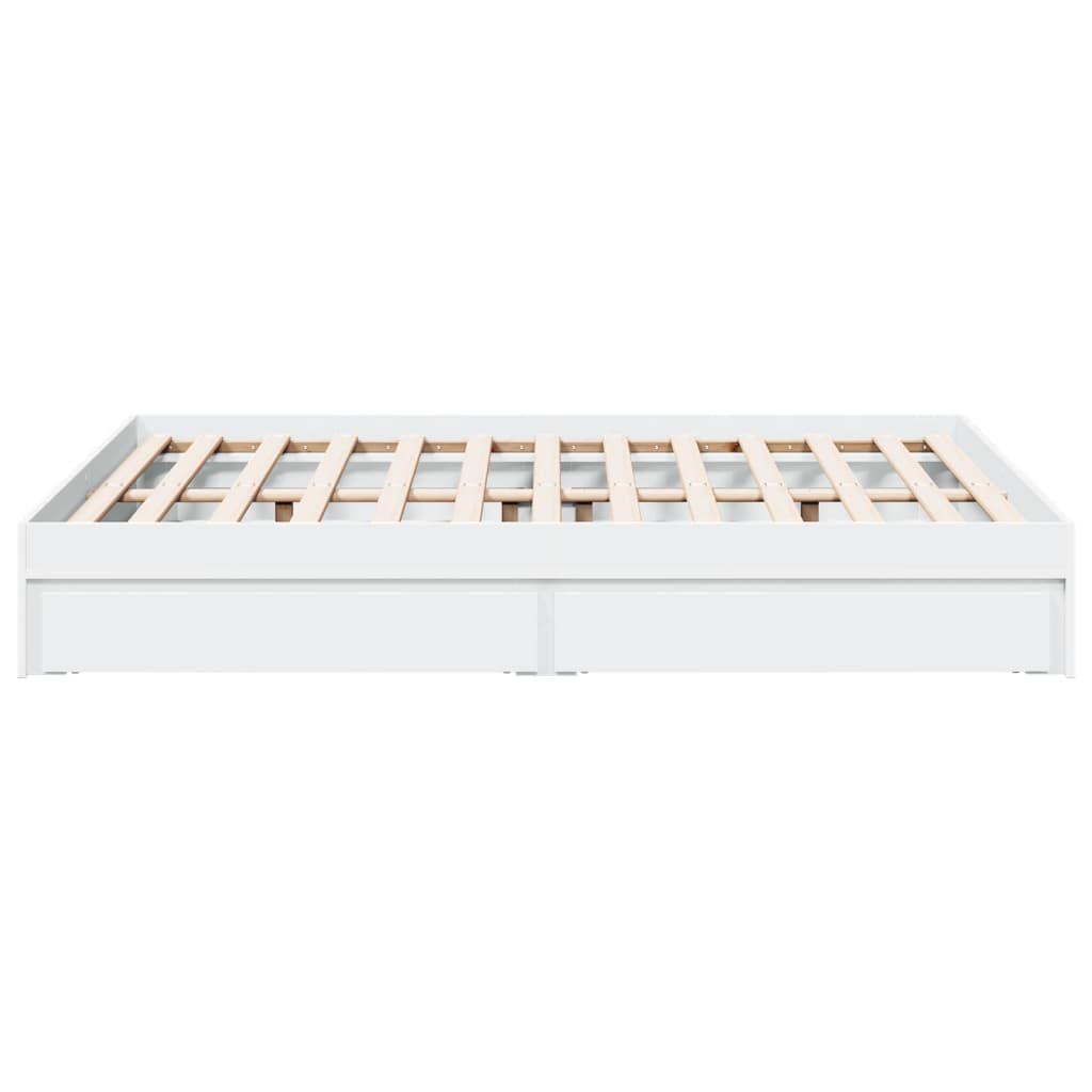Bed Frame with Drawers without Mattress White 140x190 cm