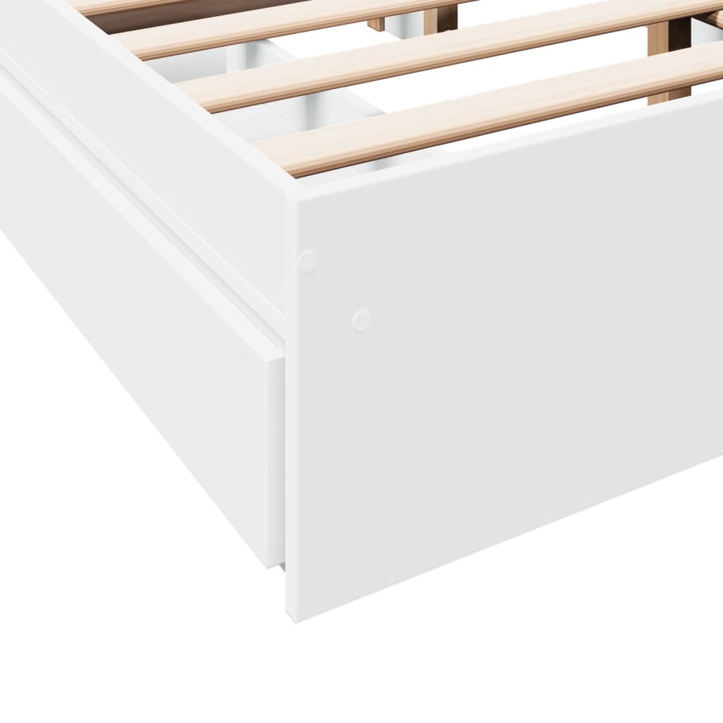 Bed Frame with Drawers without Mattress White 140x190 cm