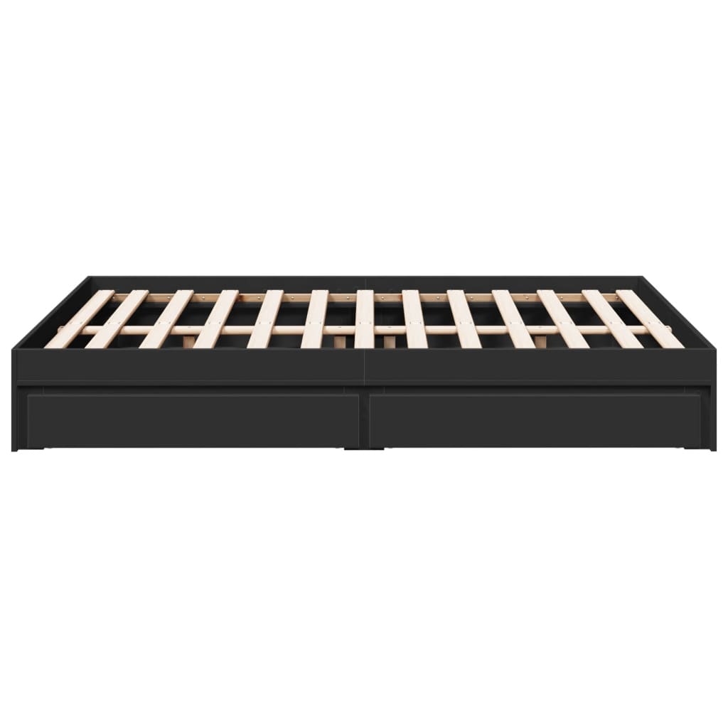 Bed Frame with Drawers without Mattress Black 140x190 cm