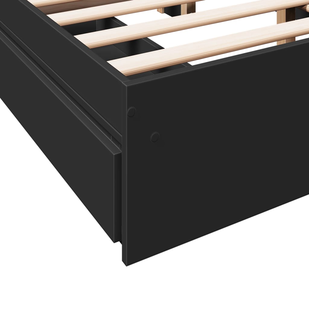 Bed Frame with Drawers without Mattress Black 140x190 cm