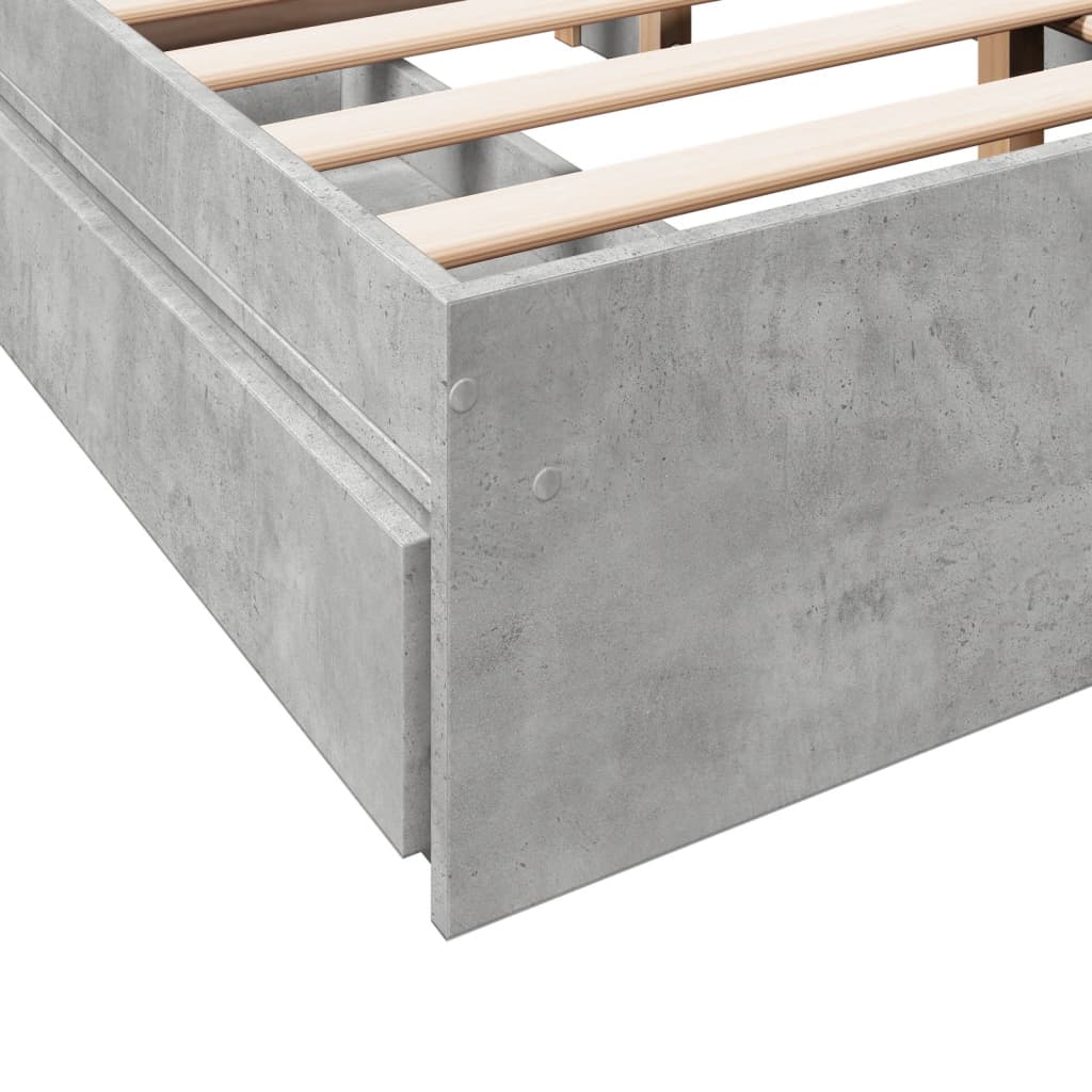 Bed Frame with Drawers without Mattress Concrete Grey 140x190 cm