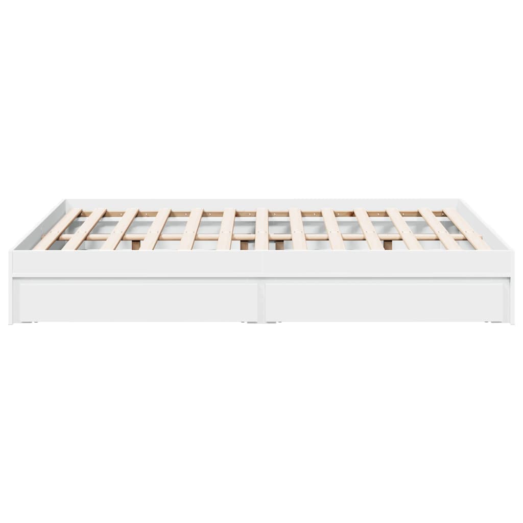 Bed Frame with Drawers without Mattress White 135x190 cm Double
