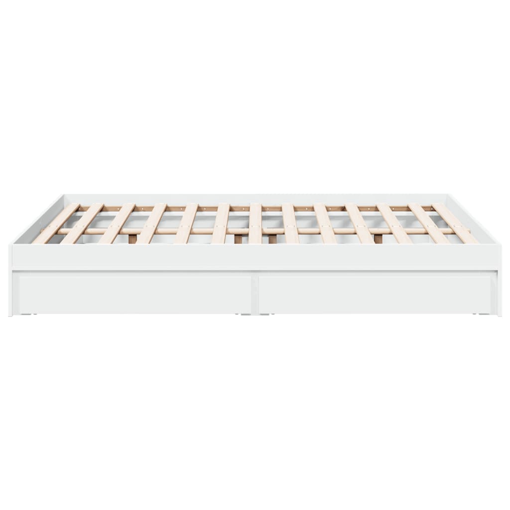 Bed Frame with Drawers without Mattress White 120x190 cm Small Double