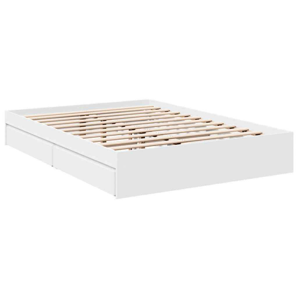 Bed Frame with Drawers without Mattress White 120x190 cm Small Double