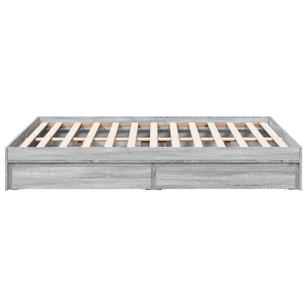 Bed Frame with Drawers without Mattress Grey Sonoma 120x190 cm Small Double