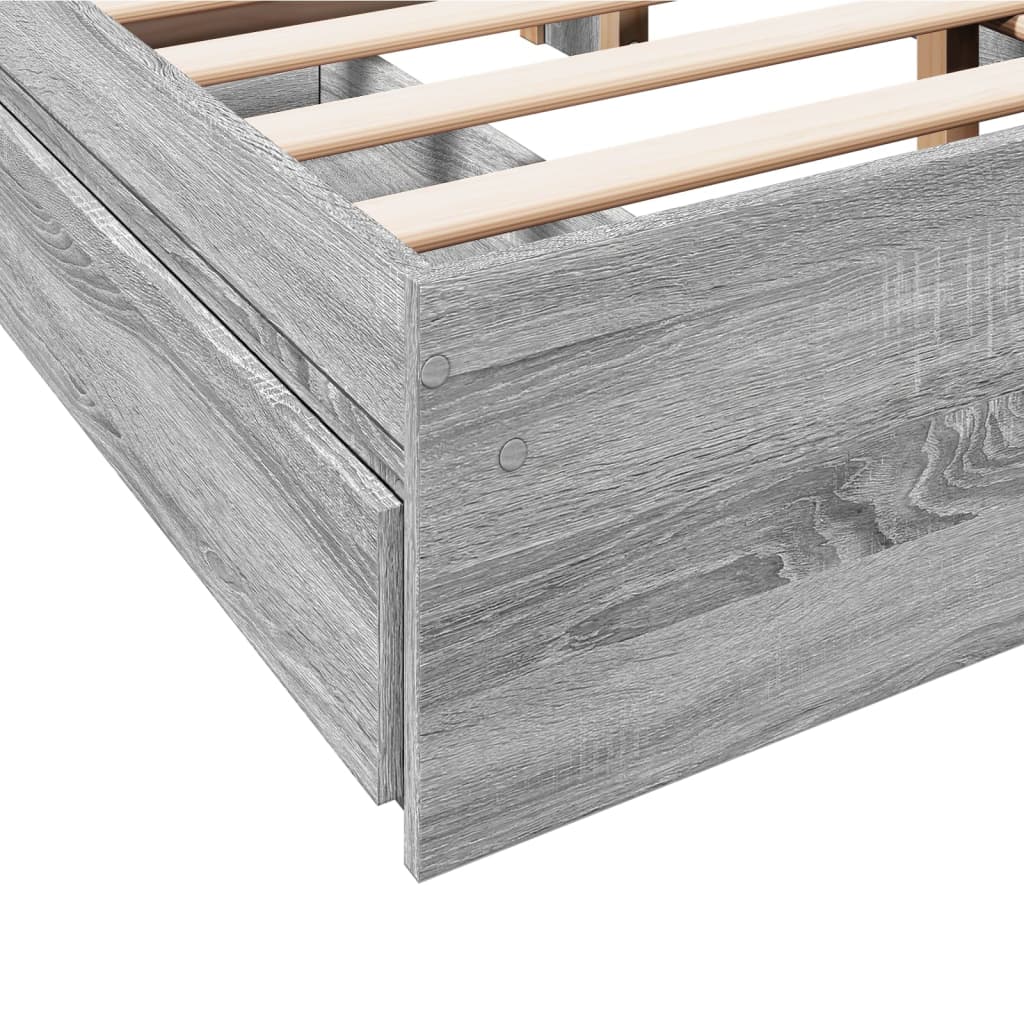 Bed Frame with Drawers without Mattress Grey Sonoma 120x190 cm Small Double