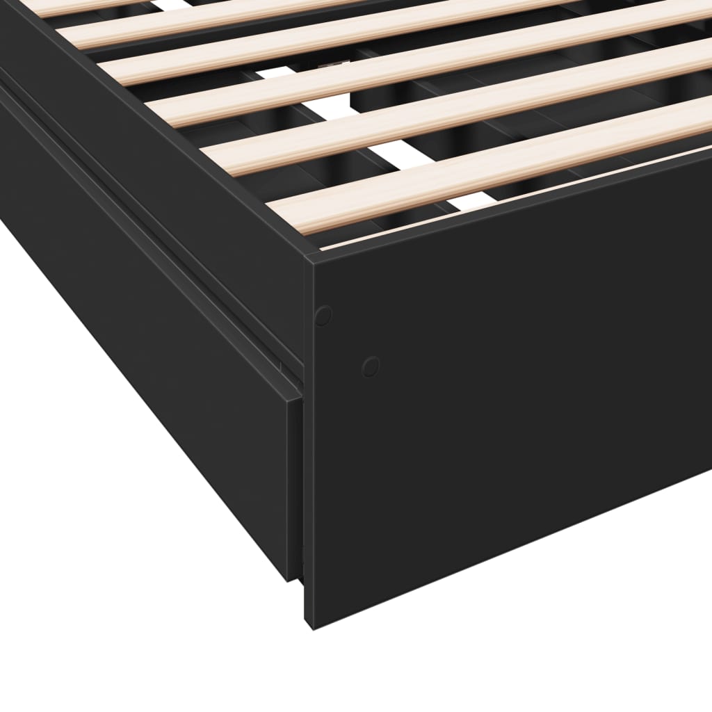 Bed Frame with Drawers without Mattress Black 90x190 cm Single