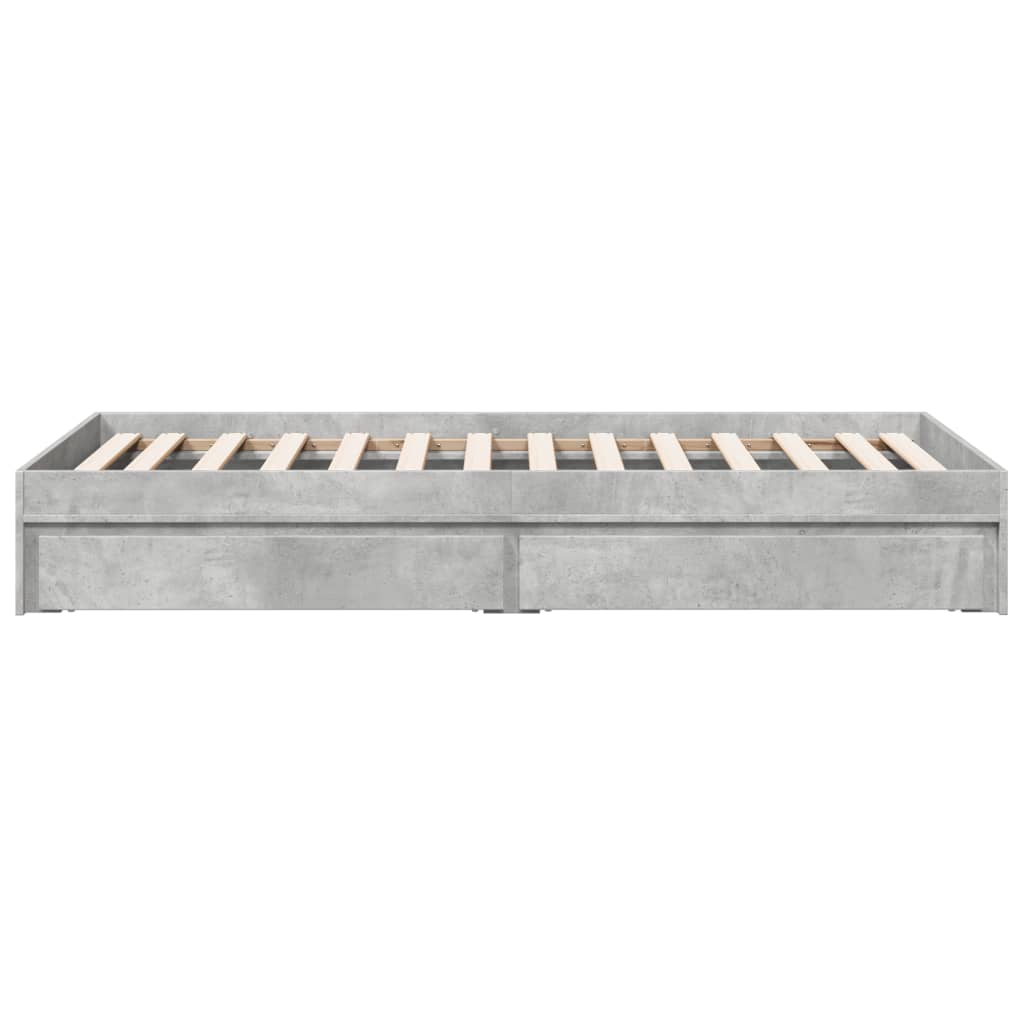 Bed Frame with Drawers without Mattress Concrete Grey 90x190 cm Single