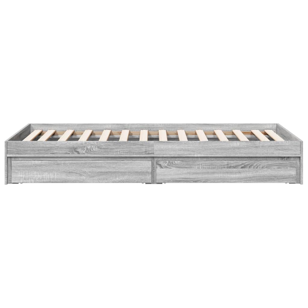 Bed Frame with Drawers without Mattress Grey Sonoma 90x190 cm Single