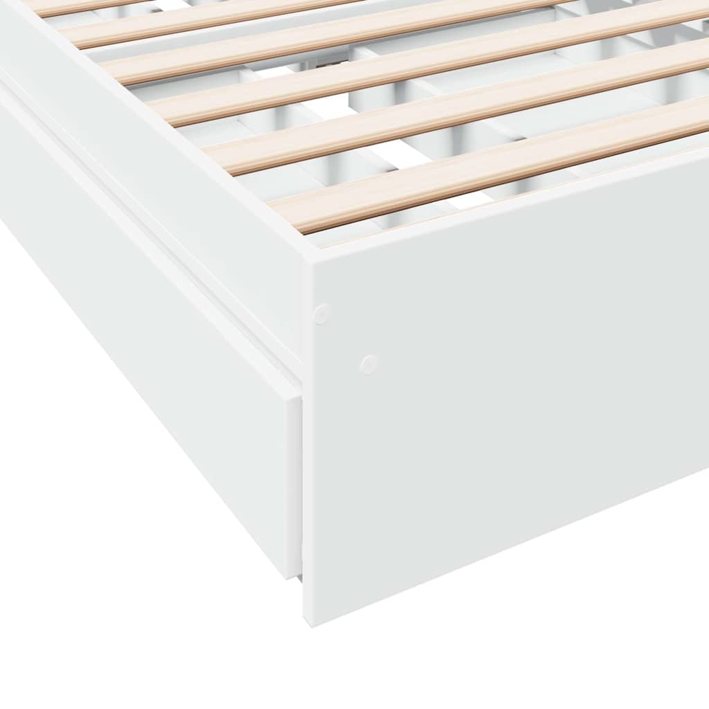 Bed Frame with Drawers without Mattress White 75x190 cm Small Single