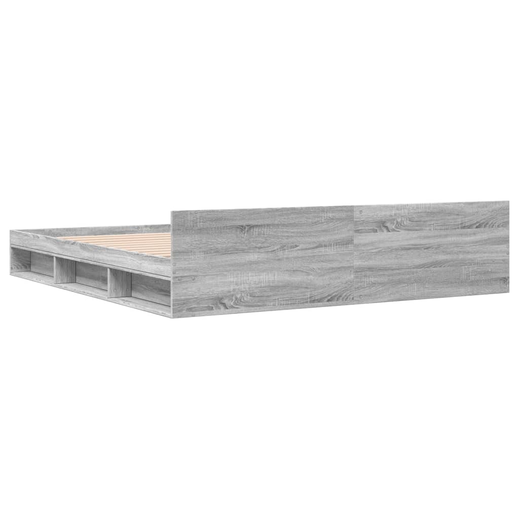 Bed Frame with Drawers without Mattress Grey Sonoma 200x200 cm
