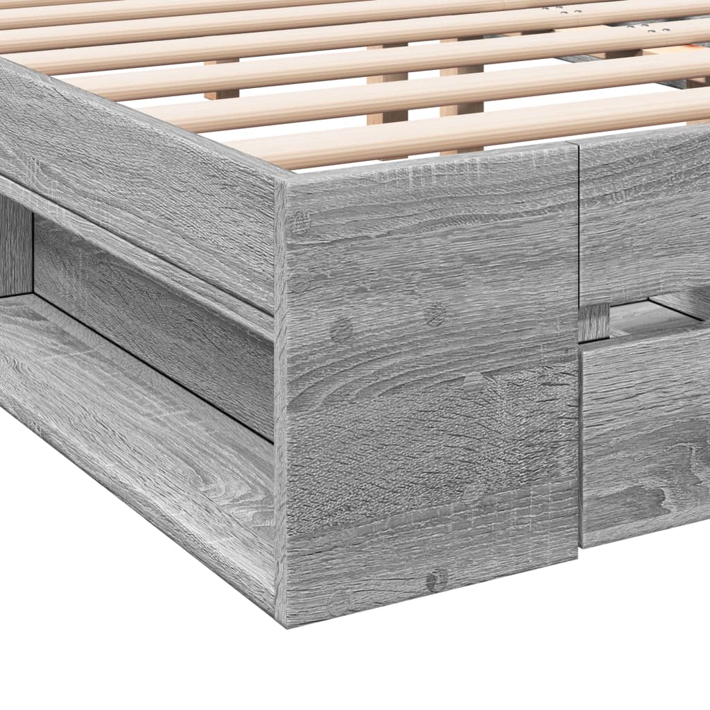 Bed Frame with Drawers without Mattress Grey Sonoma 200x200 cm