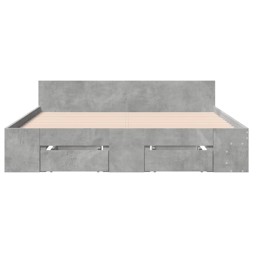 Bed Frame with Drawers without Mattress Concrete Grey 140x200 cm