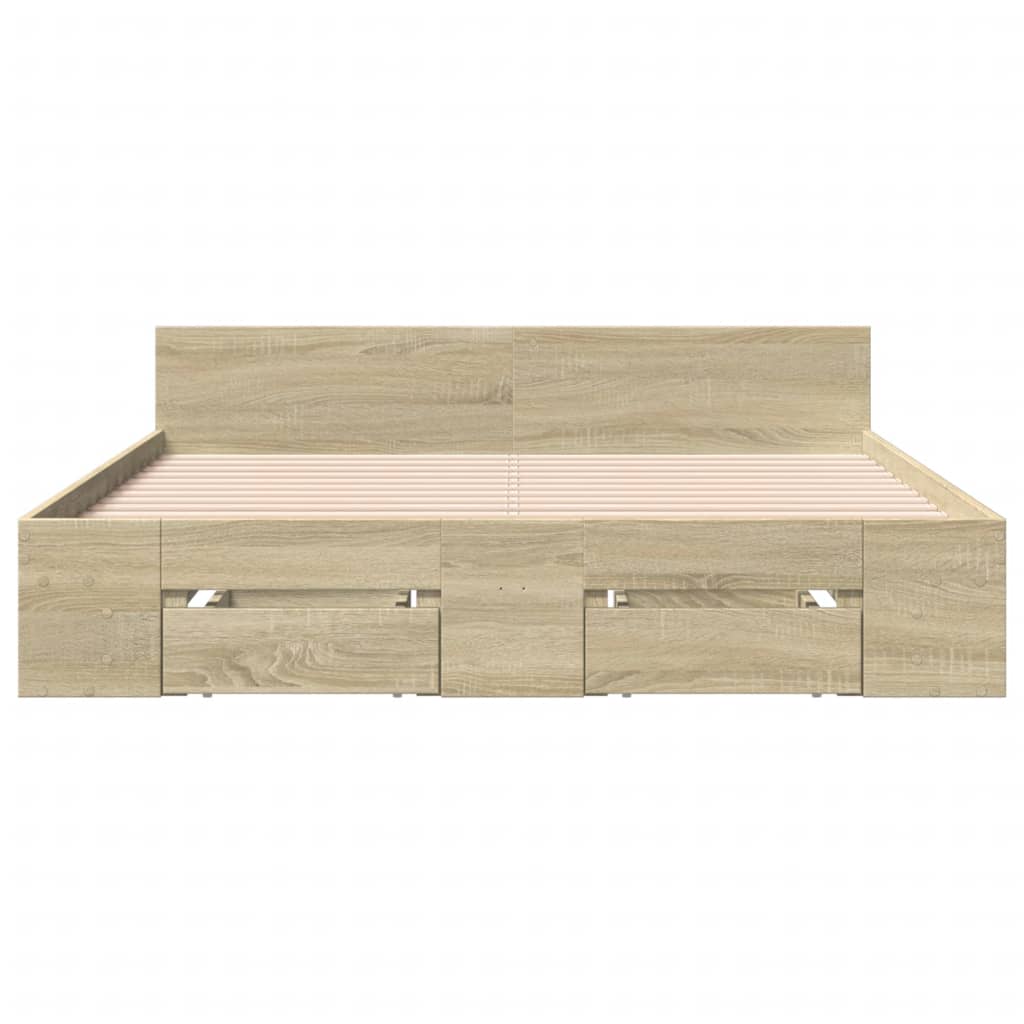 Bed Frame with Drawers without Mattress Sonoma Oak 120x200 cm