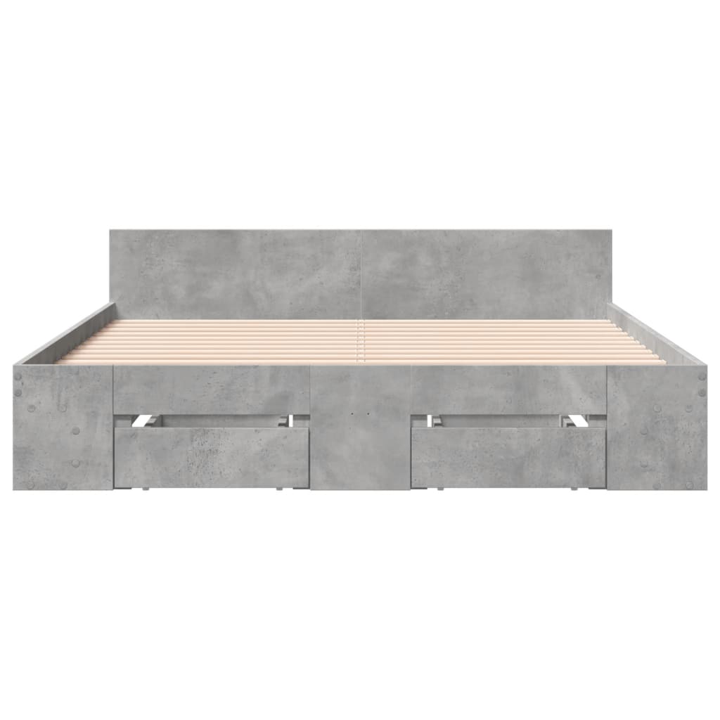 Bed Frame with Drawers without Mattress Concrete Grey 120x200 cm