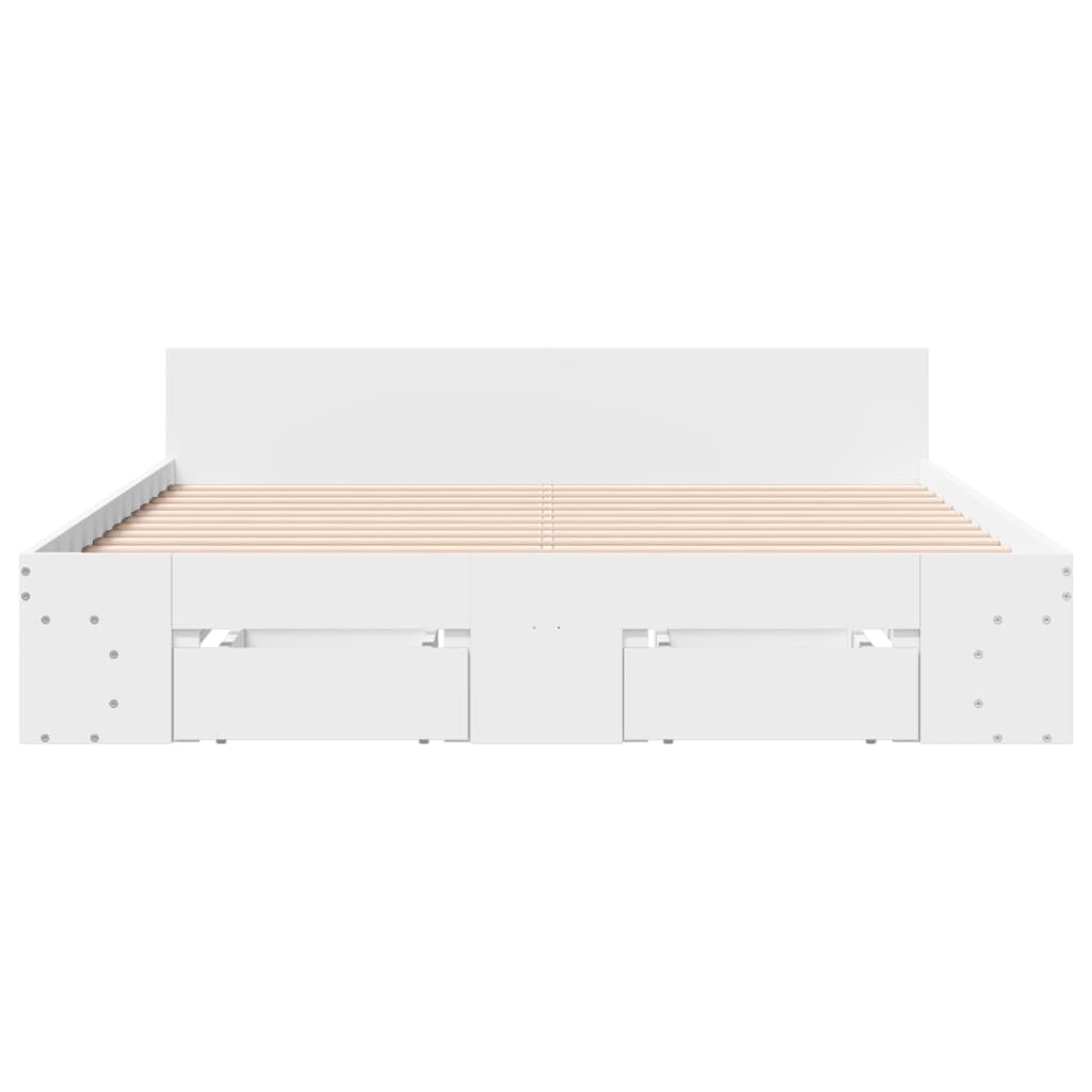 Bed Frame with Drawers without Mattress White 140x190 cm