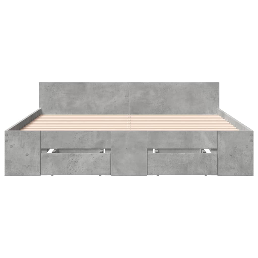 Bed Frame with Drawers without Mattress Concrete Grey 135x190 cm Double