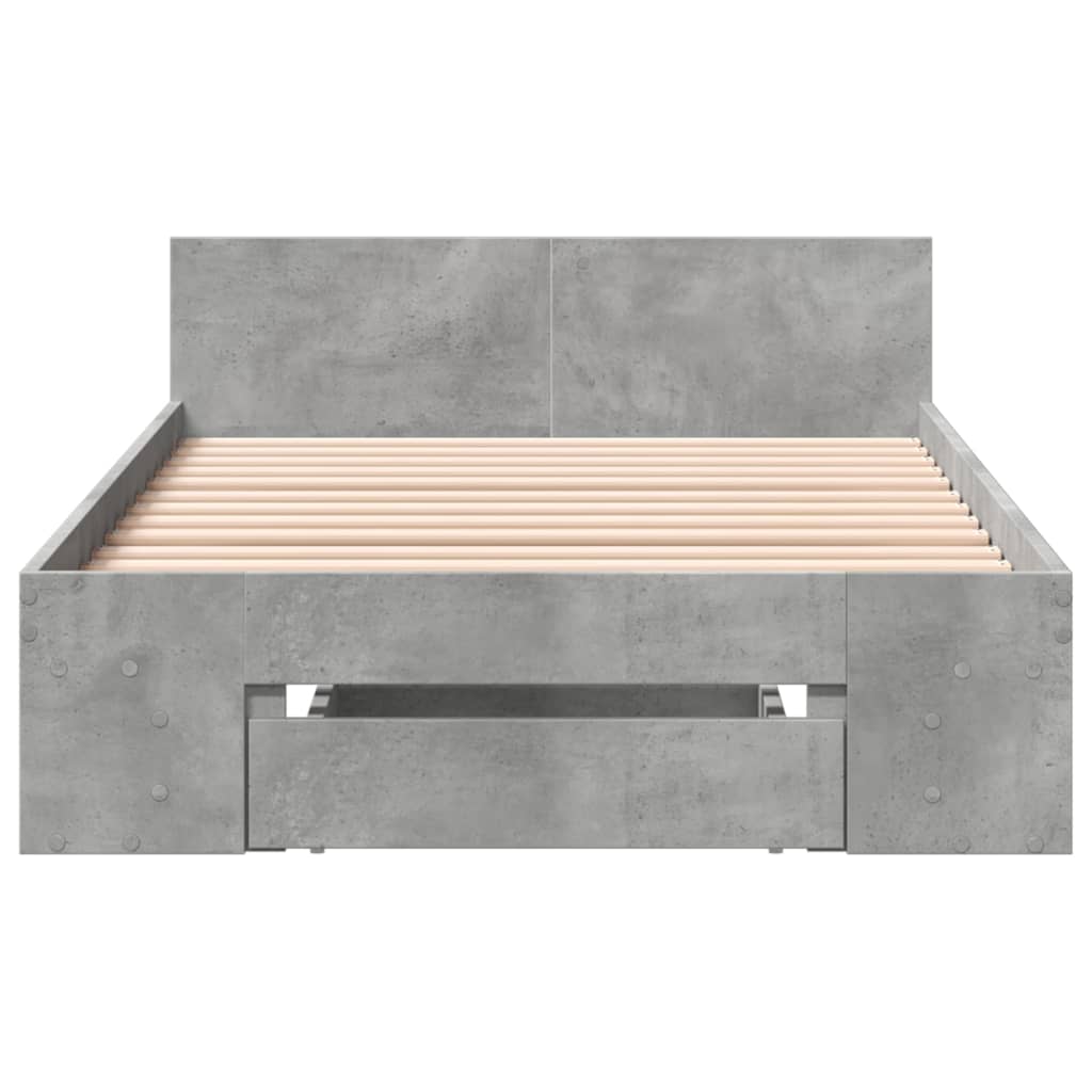 Bed Frame with Drawer without Mattress Concrete Grey 90x190 cm Single