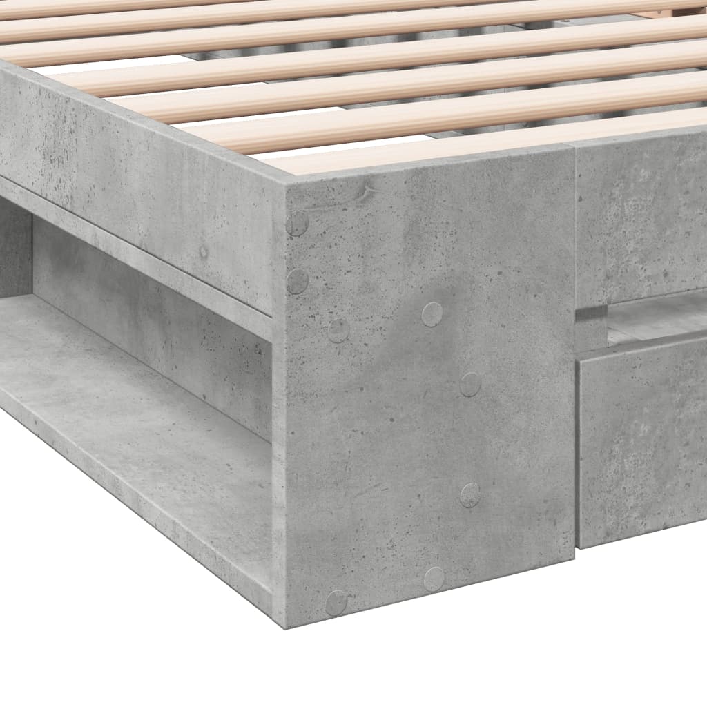 Bed Frame with Drawer without Mattress Concrete Grey 90x190 cm Single