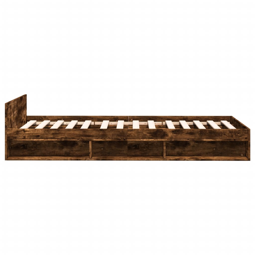 Bed Frame with Drawer without Mattress Smoked Oak 90x190 cm Single