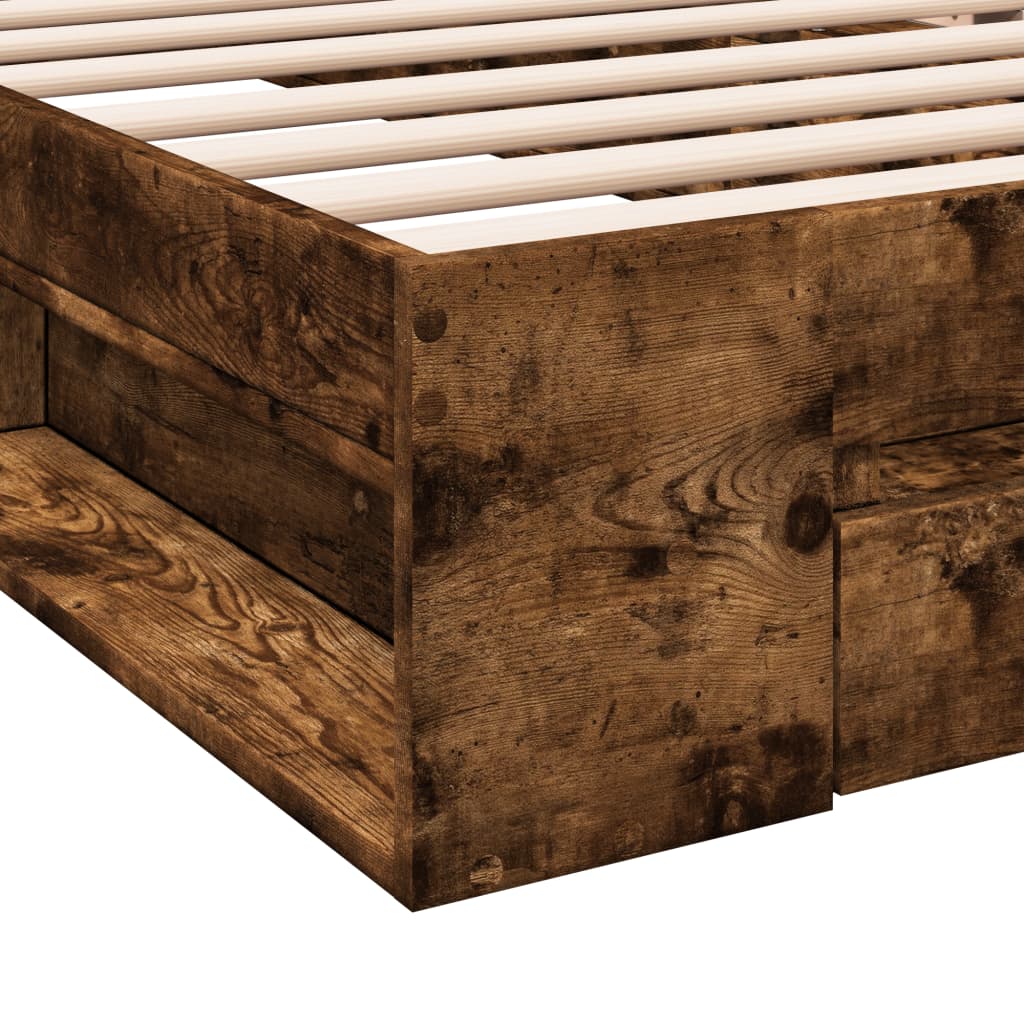 Bed Frame with Drawer without Mattress Smoked Oak 90x190 cm Single