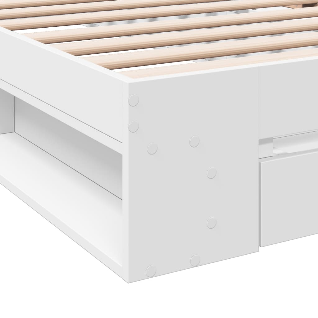 Bed Frame with Drawer without Mattress White 100x200 cm