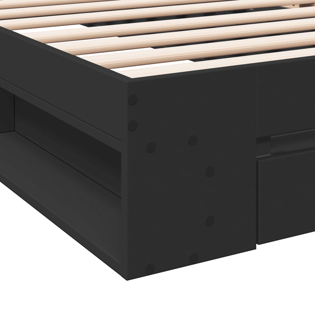 Bed Frame with Drawer without Mattress Black 100x200 cm