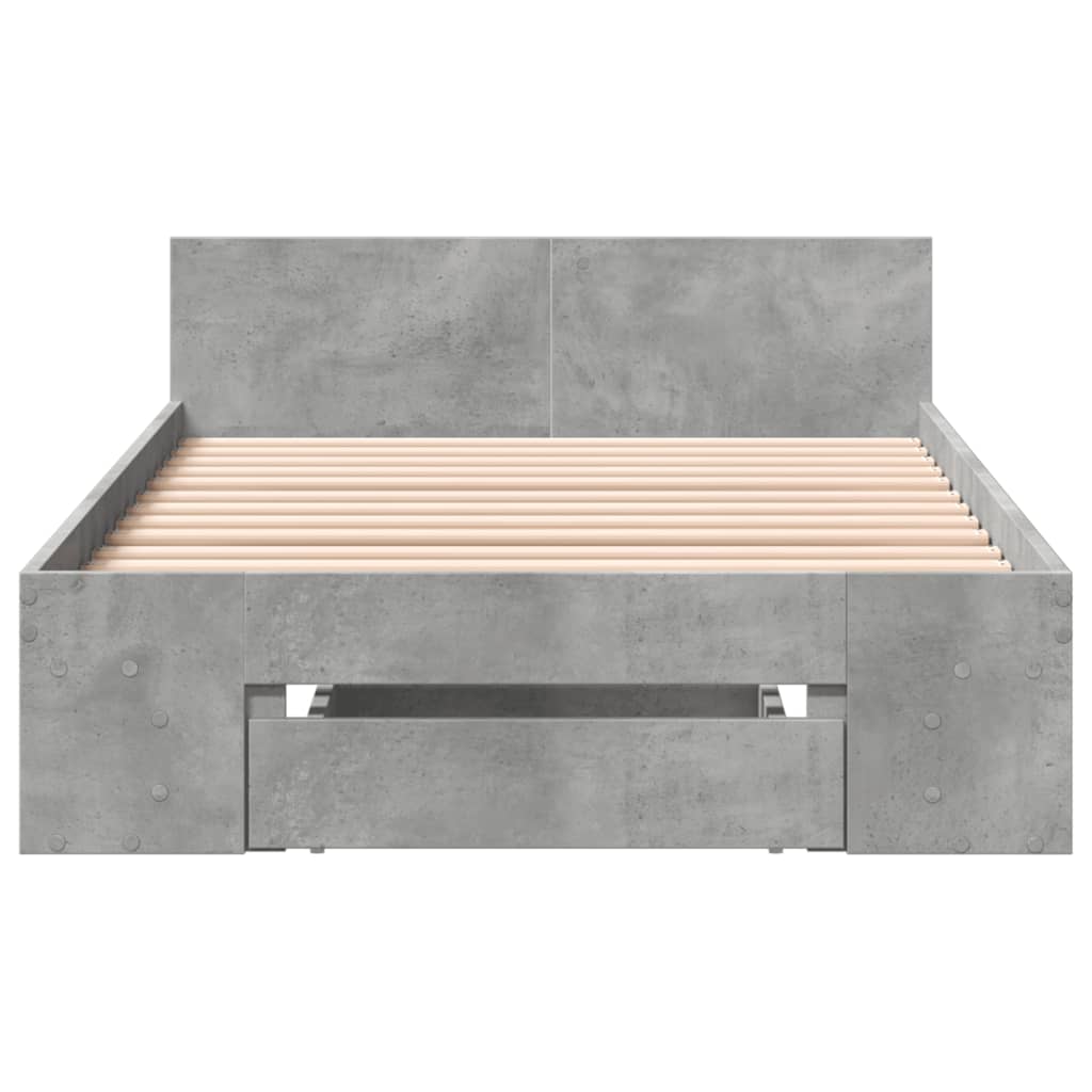 Bed Frame with Drawer without Mattress Concrete Grey 100x200 cm