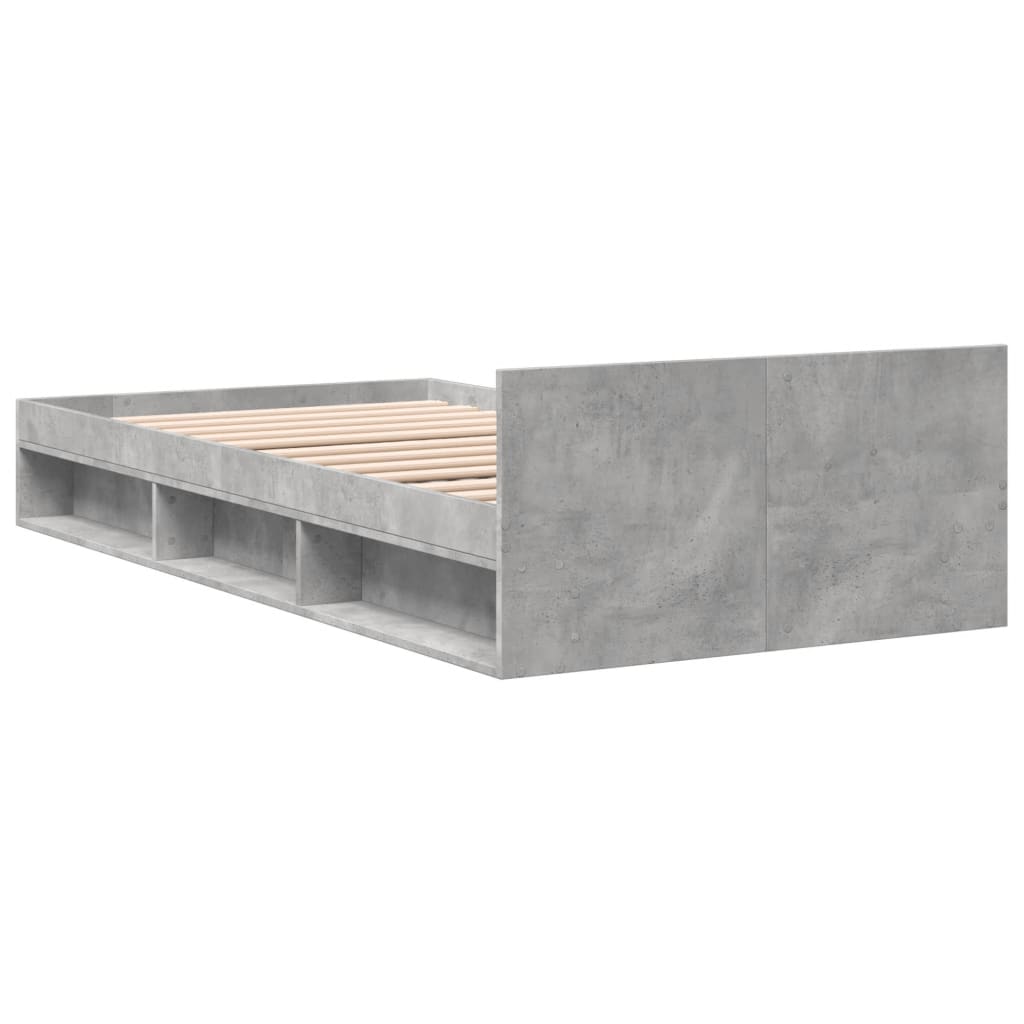 Bed Frame with Drawer without Mattress Concrete Grey 100x200 cm