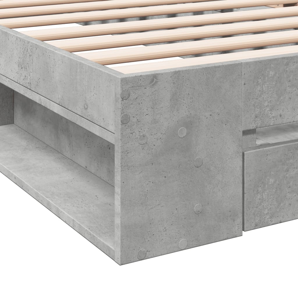 Bed Frame with Drawer without Mattress Concrete Grey 100x200 cm