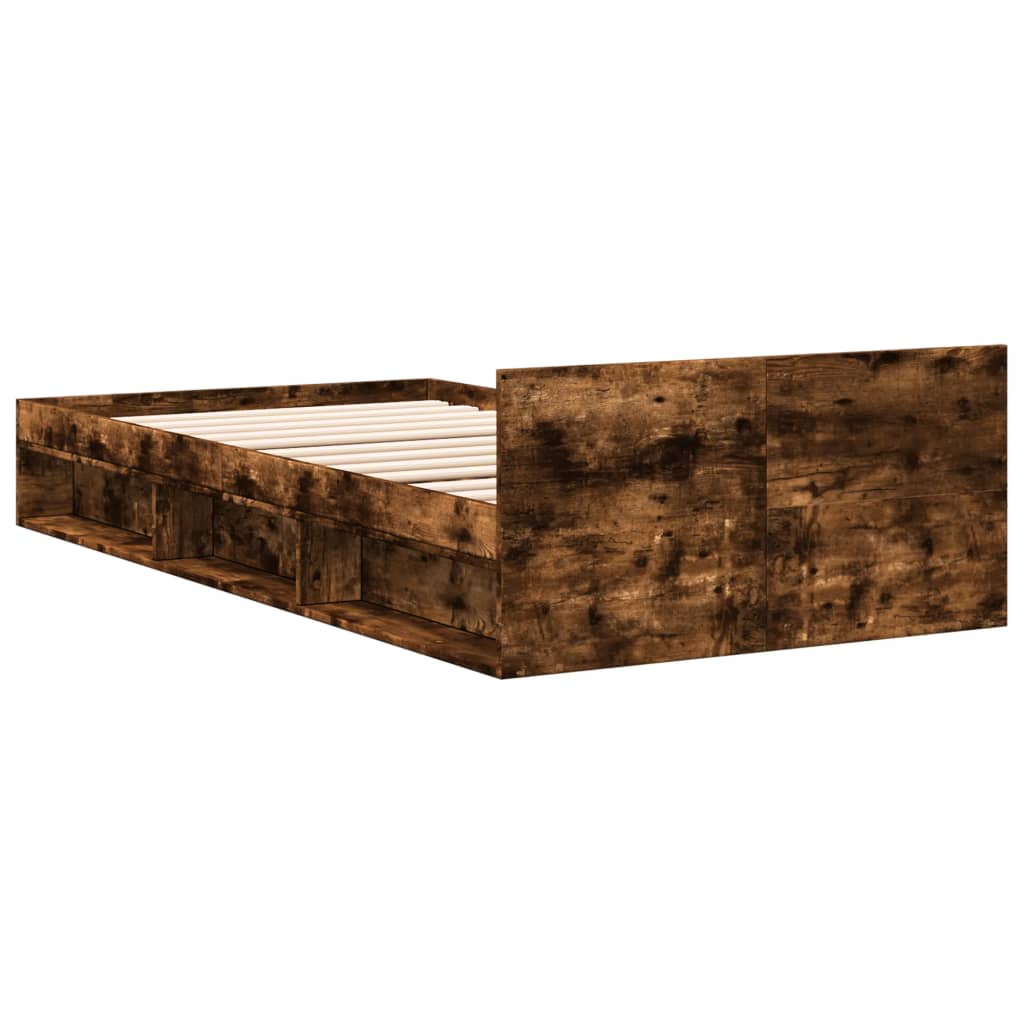 Bed Frame with Drawer without Mattress Smoked Oak 100x200 cm