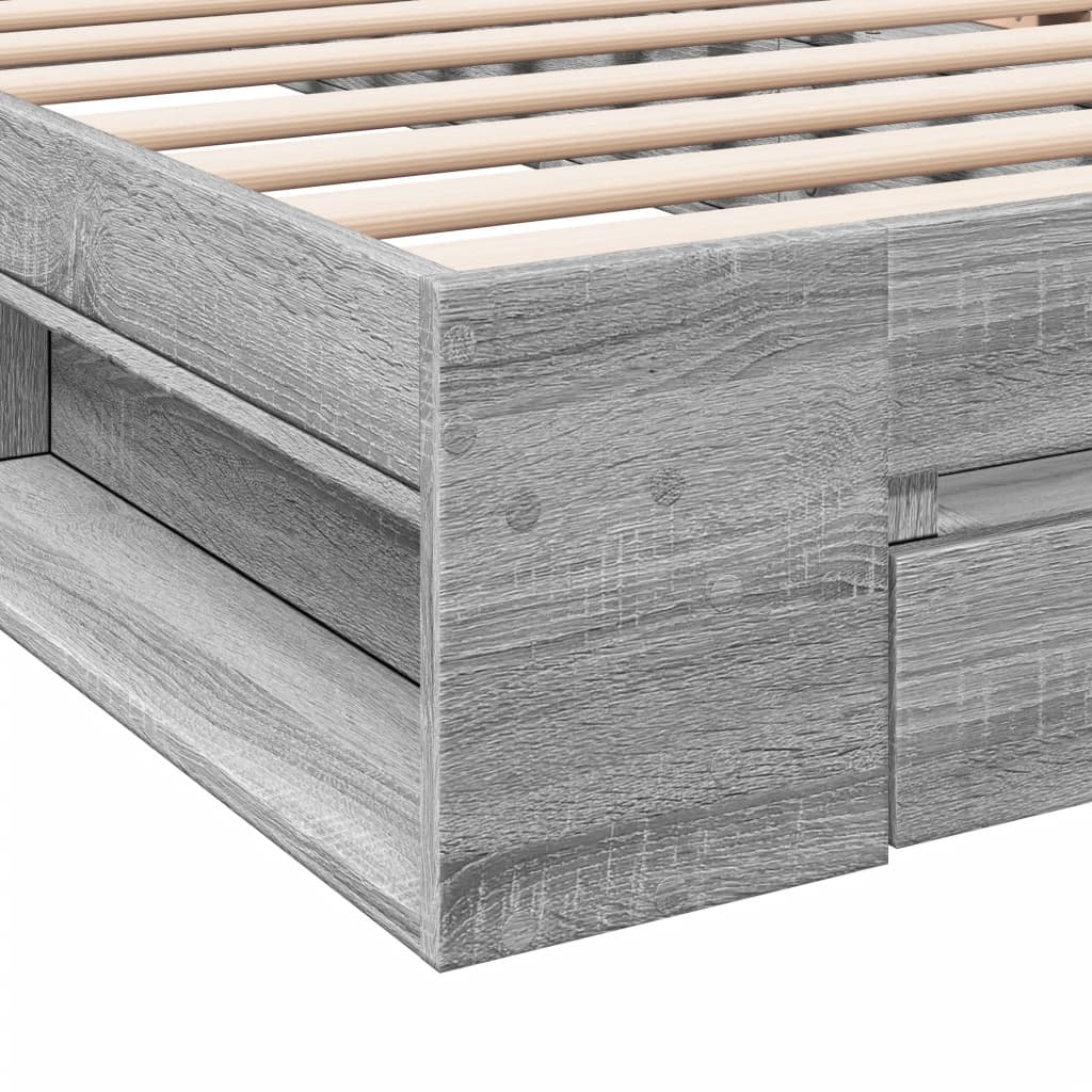 Bed Frame with Drawer without Mattress Grey Sonoma 100x200 cm