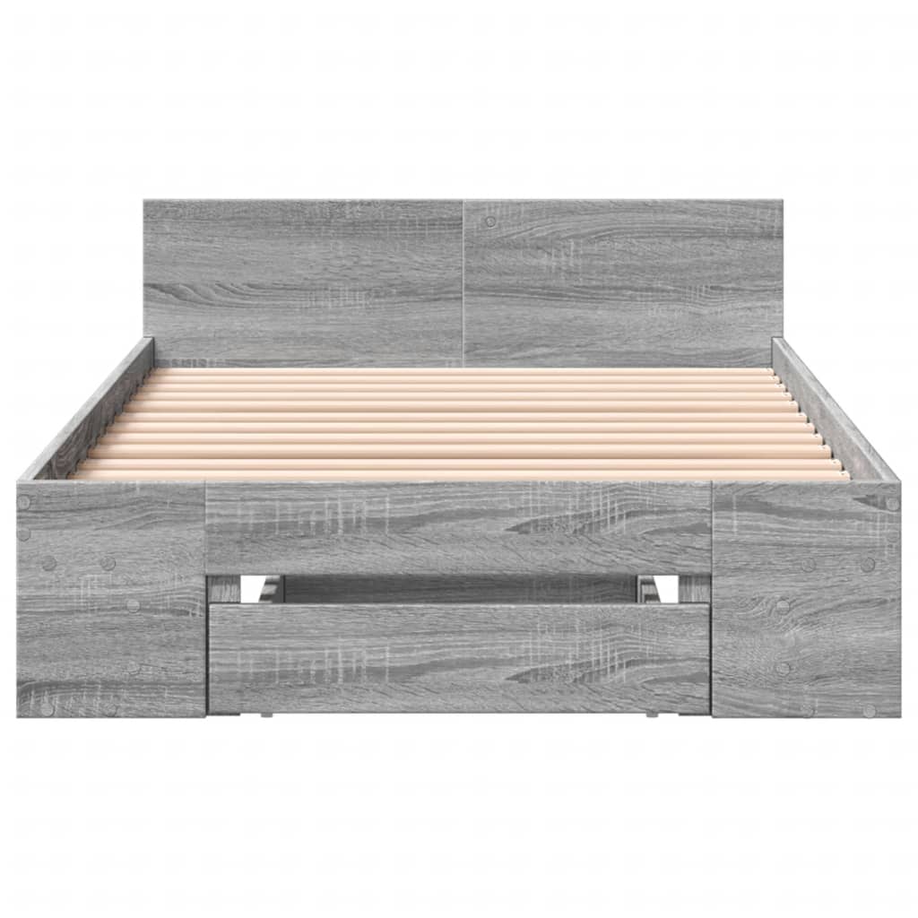 Bed Frame with Drawer without Mattress Grey Sonoma 90x200 cm