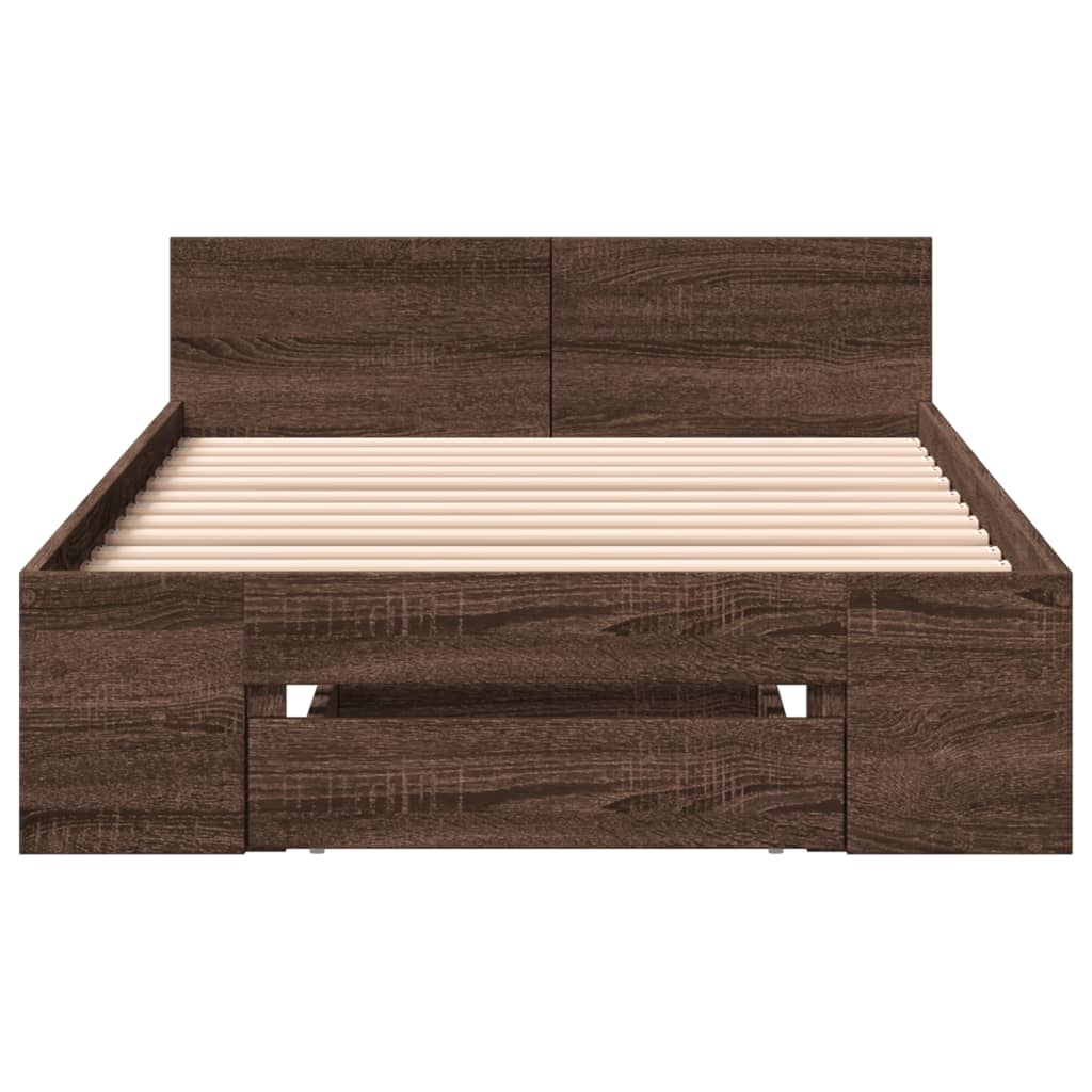 Bed Frame with Drawer without Mattress Brown Oak 90x200 cm